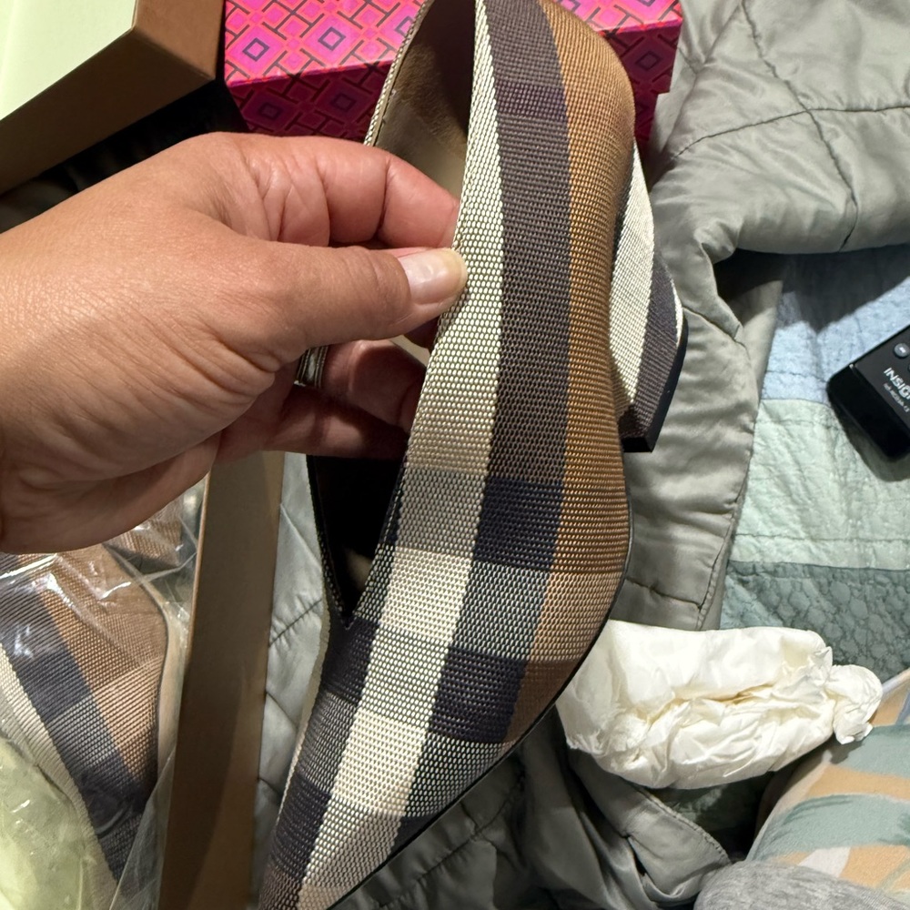 Burberry Checkered Wedges in Brown and Cream - Picture 14 of 16